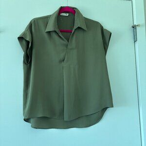 Everleigh Utility Chiffon Cap Sleeve Blouse Green Medium Petite